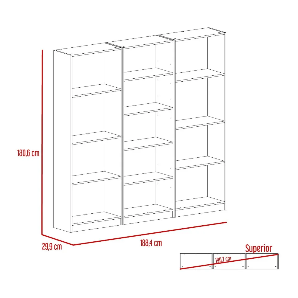 Combo De Bibliotecas Home, Wengue Incluye Tres Bibliotecas Sin Puertas
