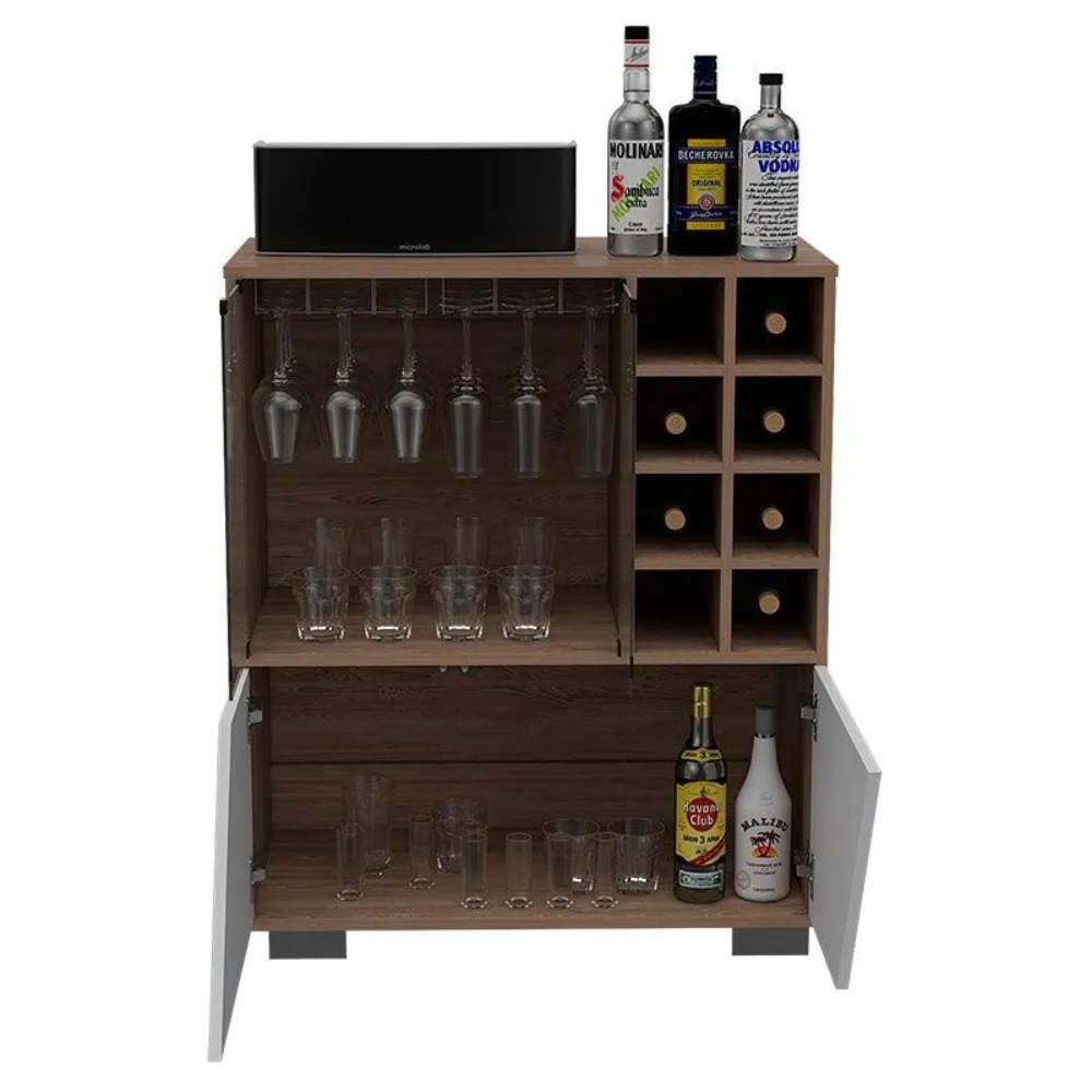 Bar Orus, Miel Y Blanco, Con Espacio Para Botellas Y Porta Copas