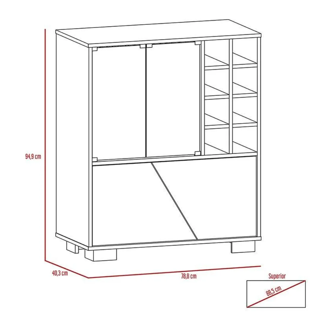 Bar Orus, Miel Y Blanco, Con Espacio Para Botellas Y Porta Copas