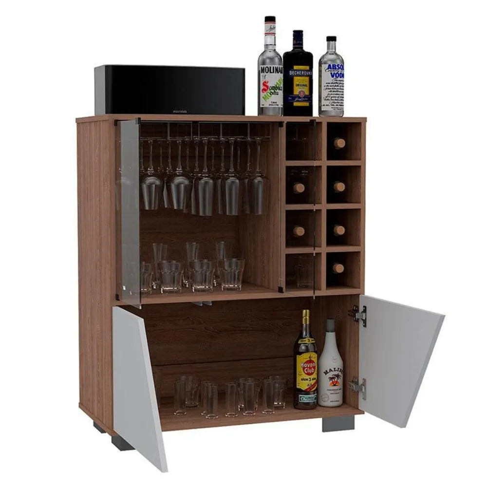 Bar Orus, Miel Y Blanco, Con Espacio Para Botellas Y Porta Copas