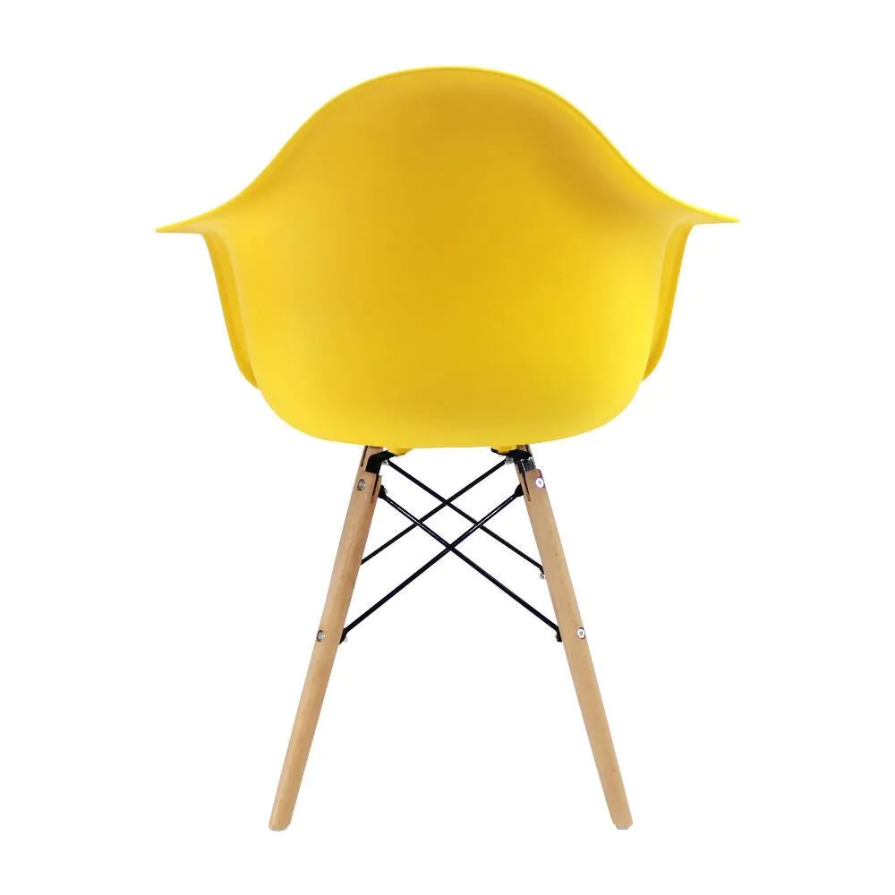 Kit Por 2 Silla Eames Con Brazos Patas En Madera   Amarillo