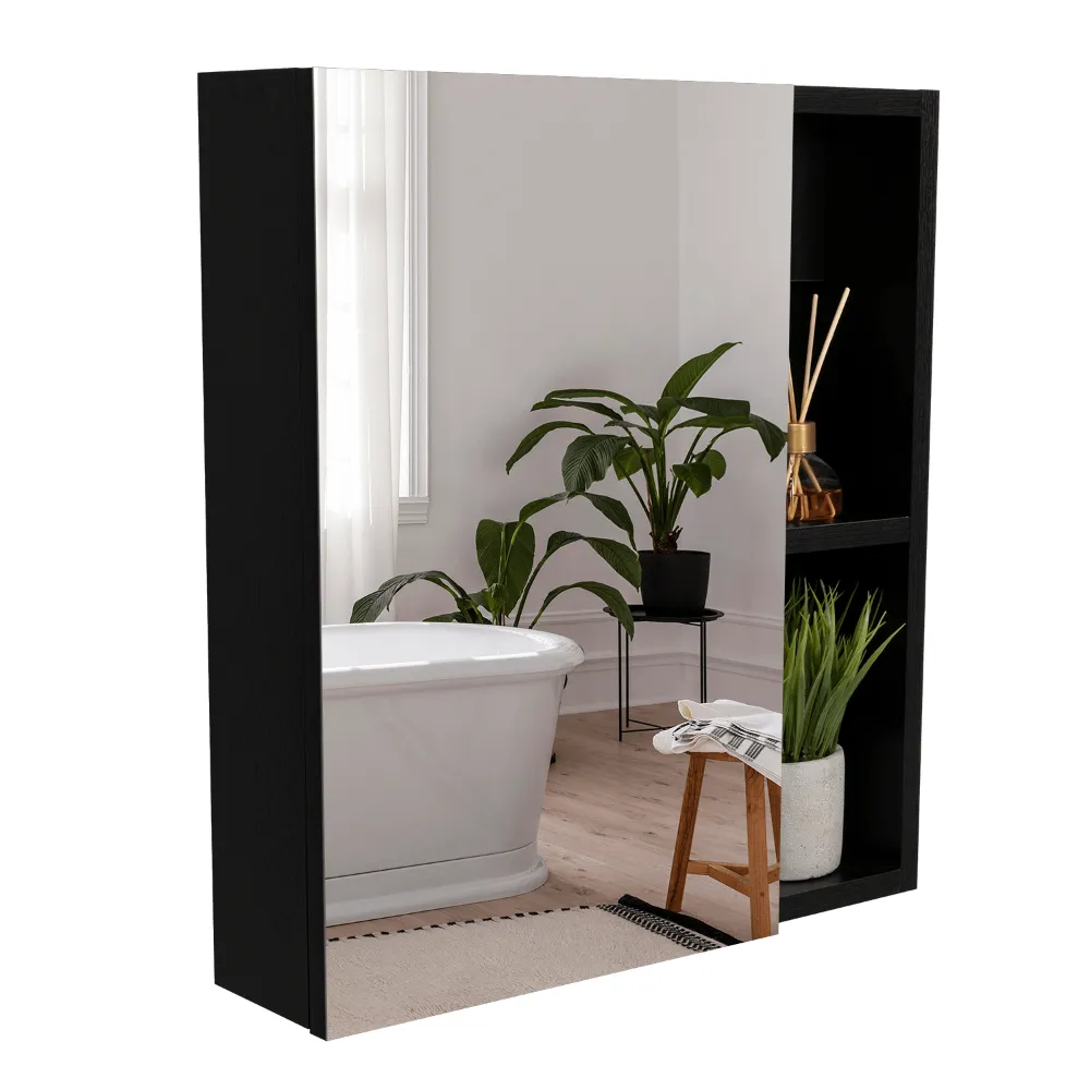 Gabinete De Baño Labell, Wengue, Con Puerta Y Entrepaños