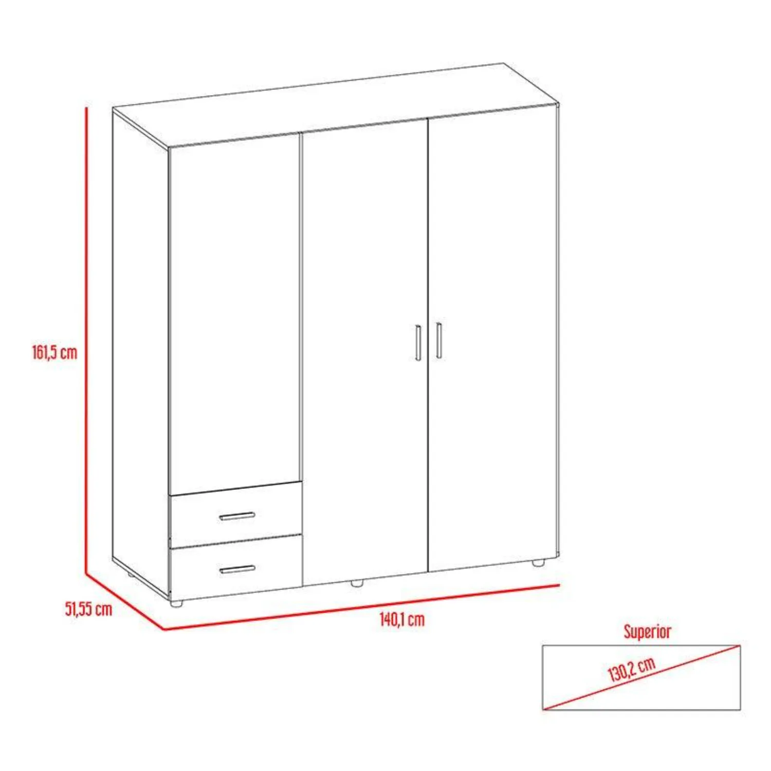 Closet Light, Wengue, Con Dos Cajones Organizadores