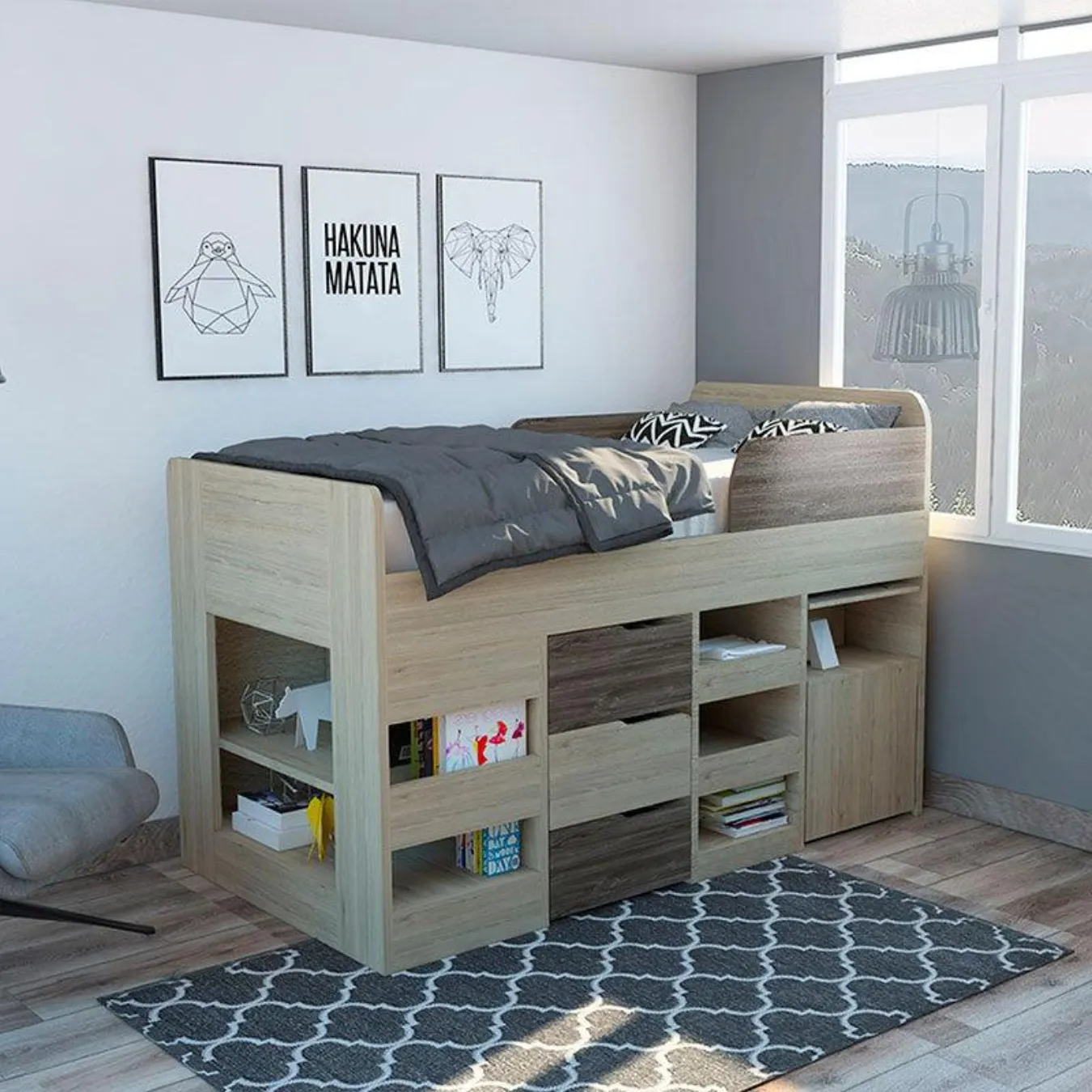 Combo Para Habitación Fresno, Incluye Cama Y Escritorio