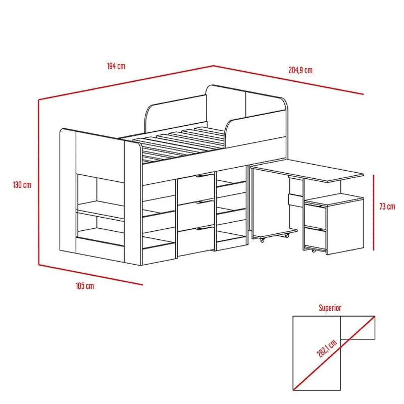 Combo Para Habitación Fresno, Incluye Cama Y Escritorio