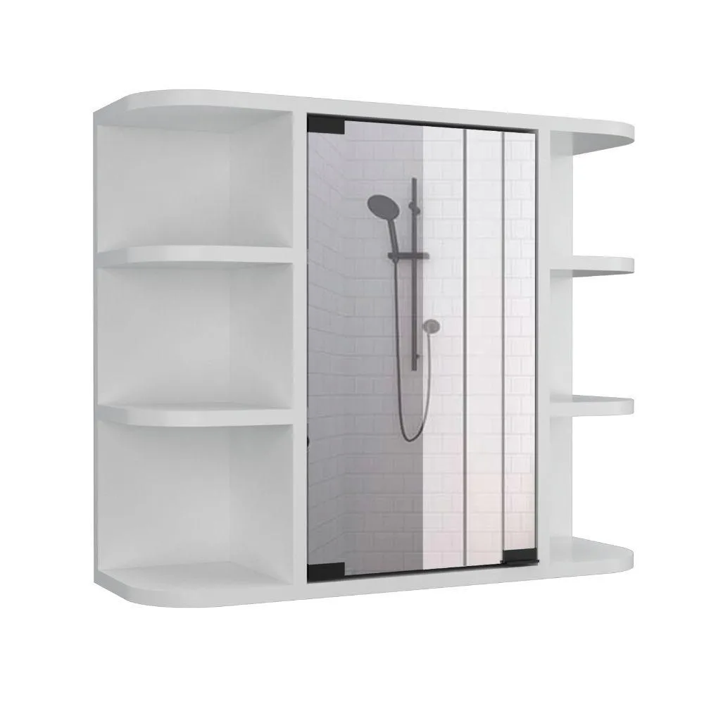 Gabinete De Baño Delio, Blanco, Con Una Puerta De Espejo