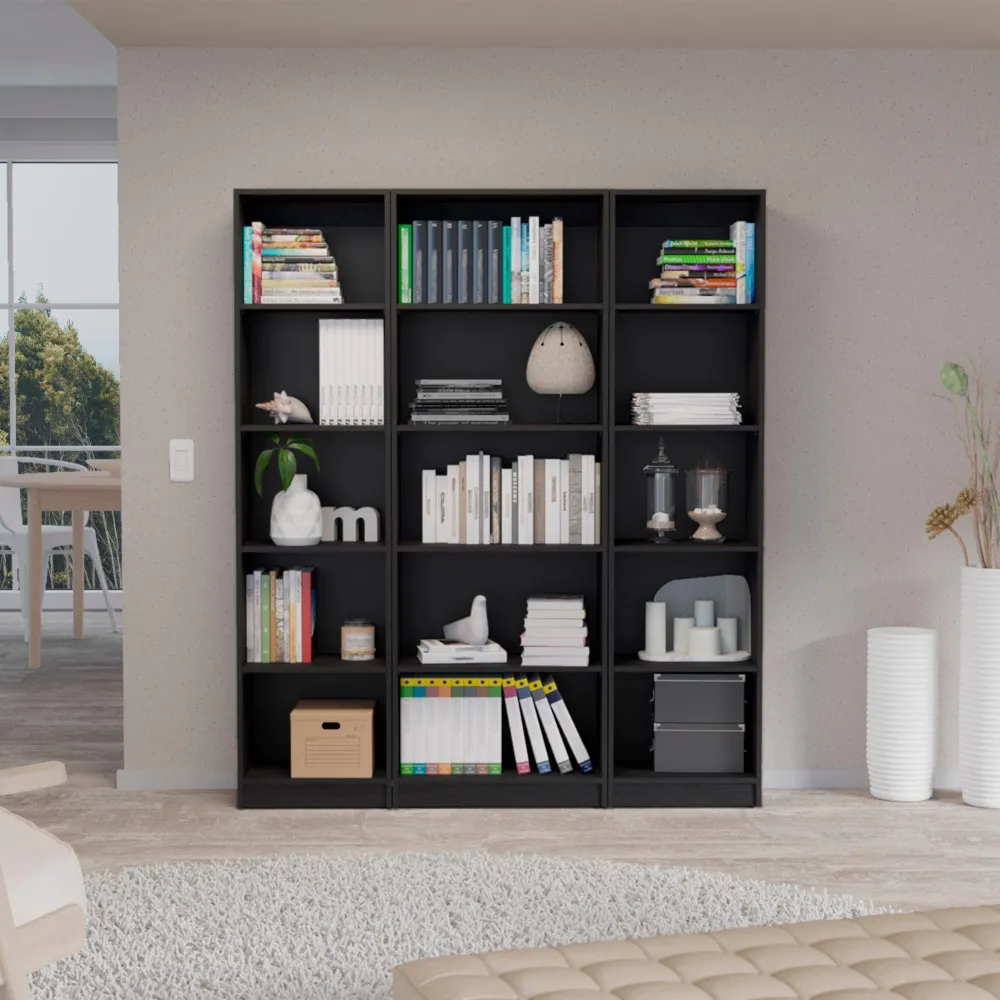 Combo De Bibliotecas Home, Wengue Incluye Tres Bibliotecas