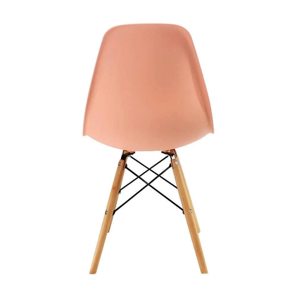 Silla Eames Patas En Madera Para Comerdor, Salmón