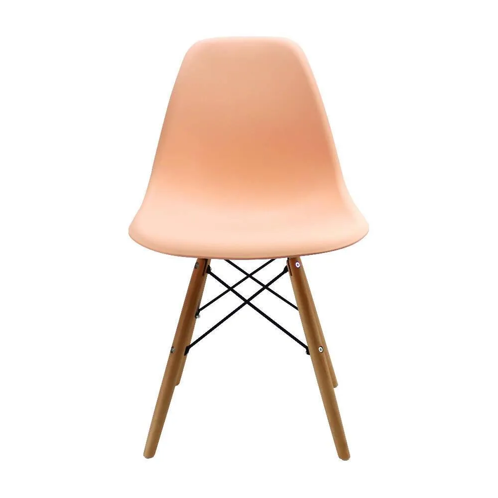 Silla Eames Patas En Madera Para Comerdor, Salmón