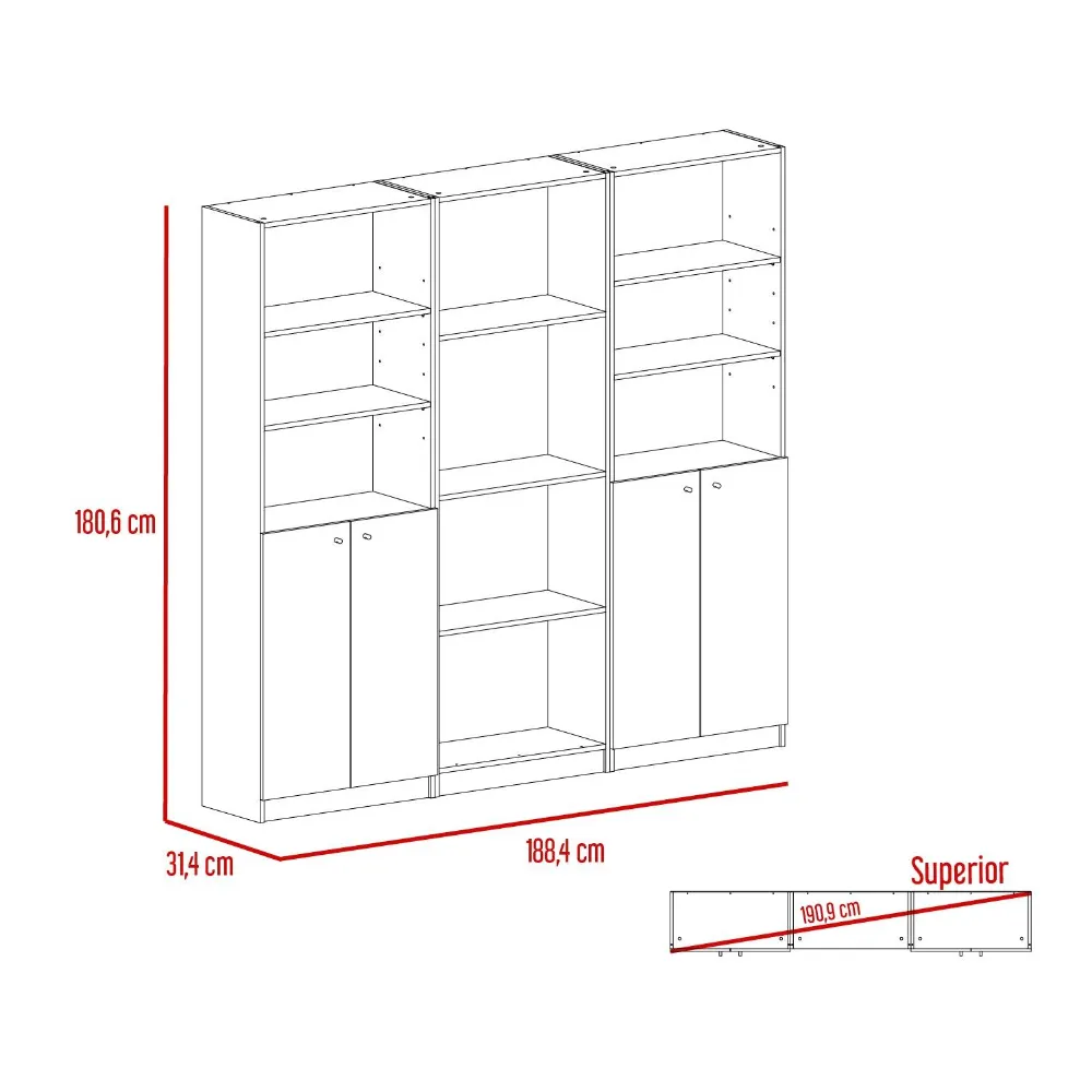 Combo De Bibliotecas Home, Wengue Incluye Tres Bibliotecas