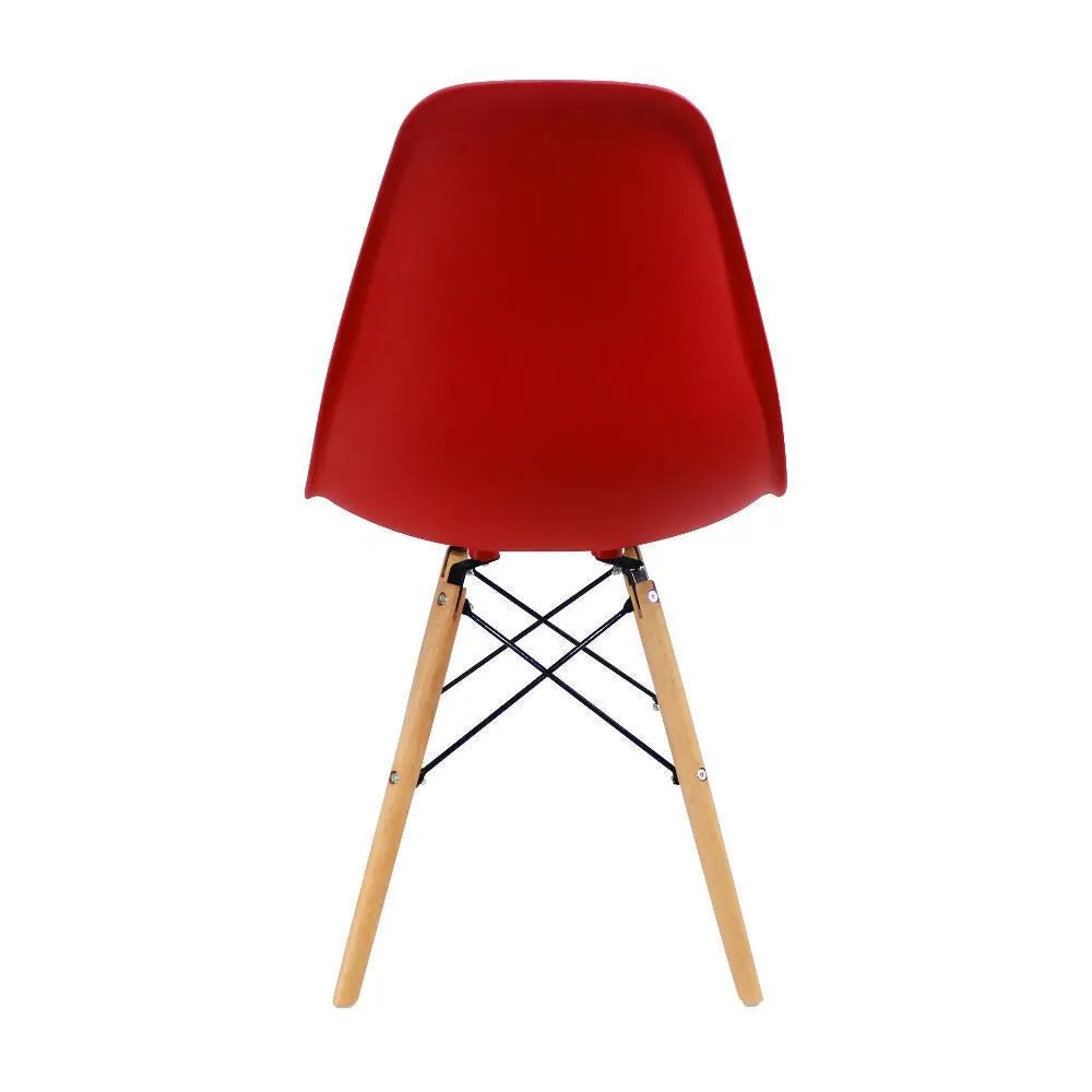 Kit Por 6 Sillas Eames Patas En Madera Para Comedor Roja