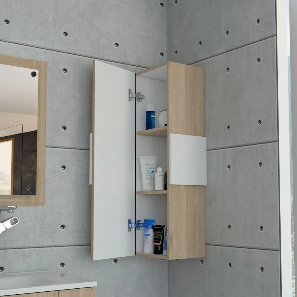 Gabinete De Baño Picasso, Beige Y Blanco, Con Espacio Para Guardar Objetos De Aseo