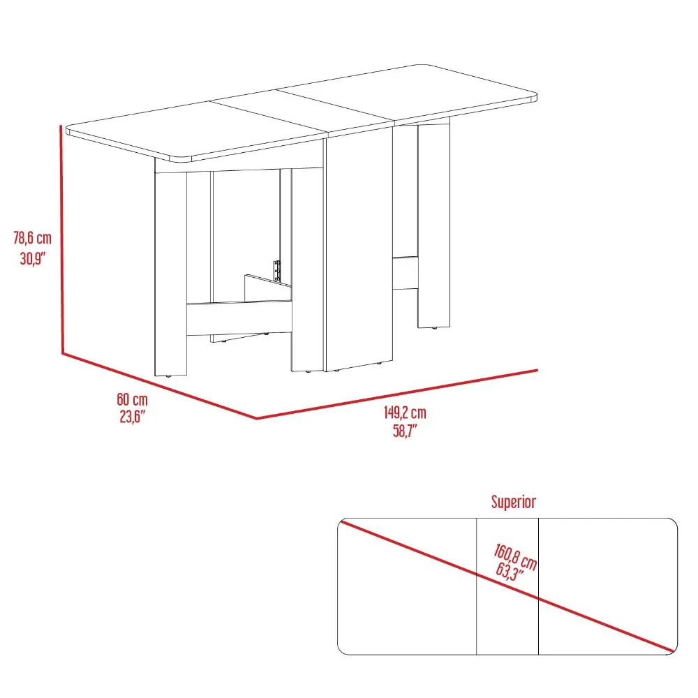 Mesa Auxiliar De Cocina Plegable Merida, Wengue Y Macadamia, Con Amplia Superficie