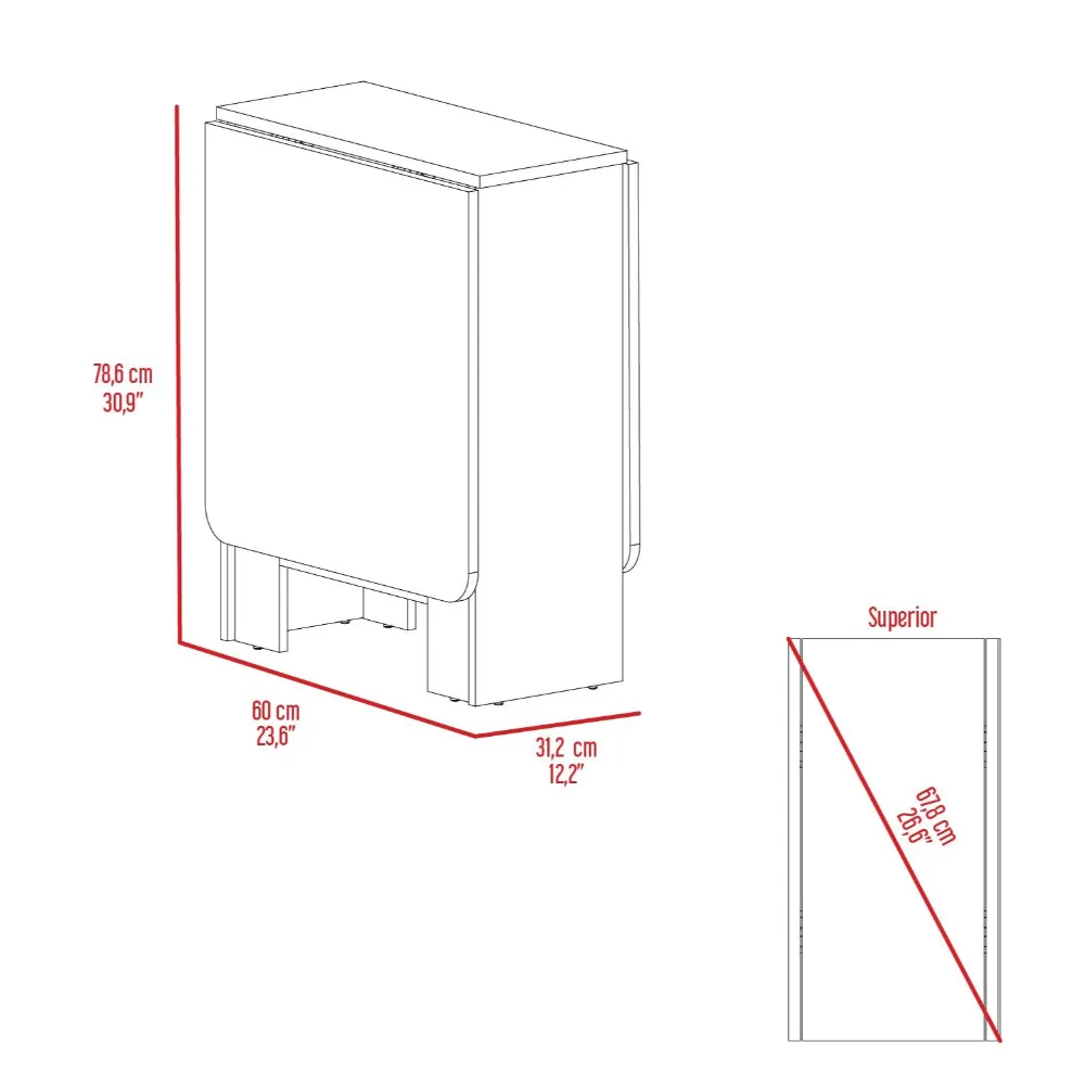 Mesa Auxiliar De Cocina Plegable Merida, Blanco Y Macadamia, Con Amplia Superficie