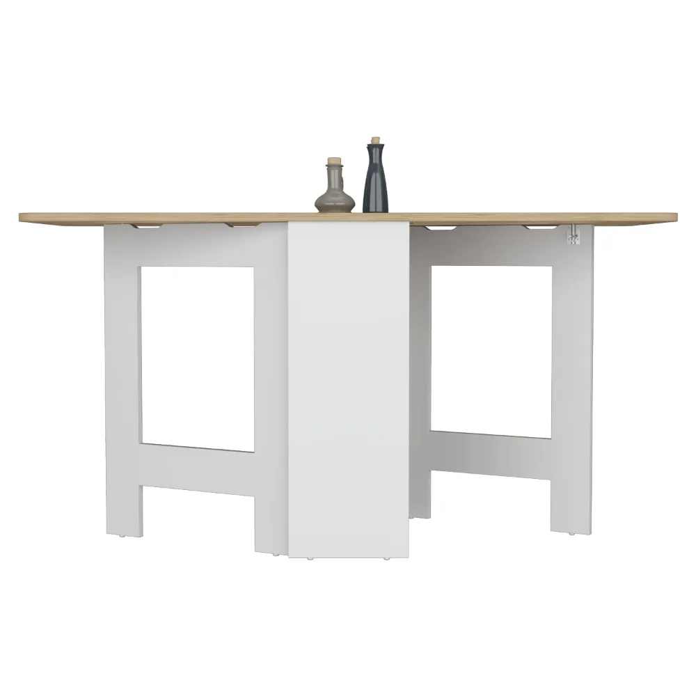 Mesa Auxiliar De Cocina Plegable Merida, Blanco Y Macadamia, Con Amplia Superficie