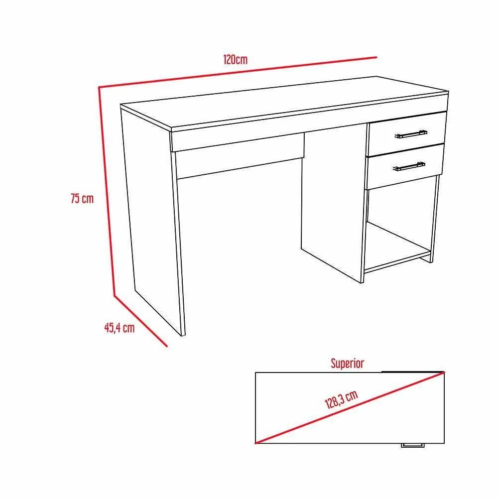 Escritorio Hazel, Wengue,  Con Dos Cajones Multiusos