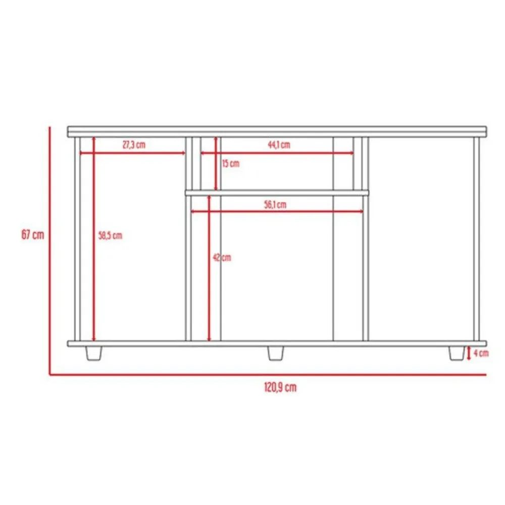 Mesa Para Tv Alpin, Miel, Con Espacio Para Televisor De Hasta 50 Pulgadas