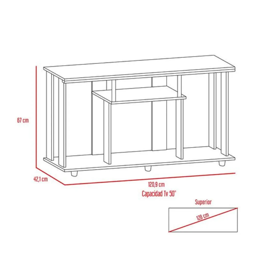 Mesa Para Tv Alpin, Wengue, Con Espacio Para Televisor De Hasta 50 Pulgadas