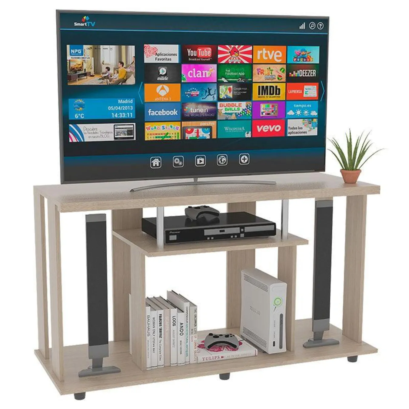 Mesa Para Tv Pina, Beige, Con Espacio Para Televisor De Hasta 50 Pulgadas