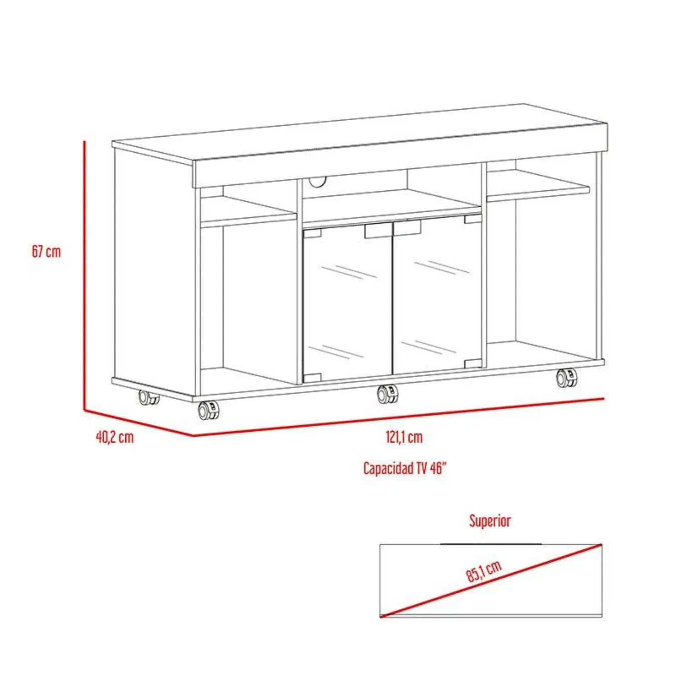 Mesa Para Tv Velmonte, Beige, Con Espacio Para Televisor De Hasta 46 Pulgadas