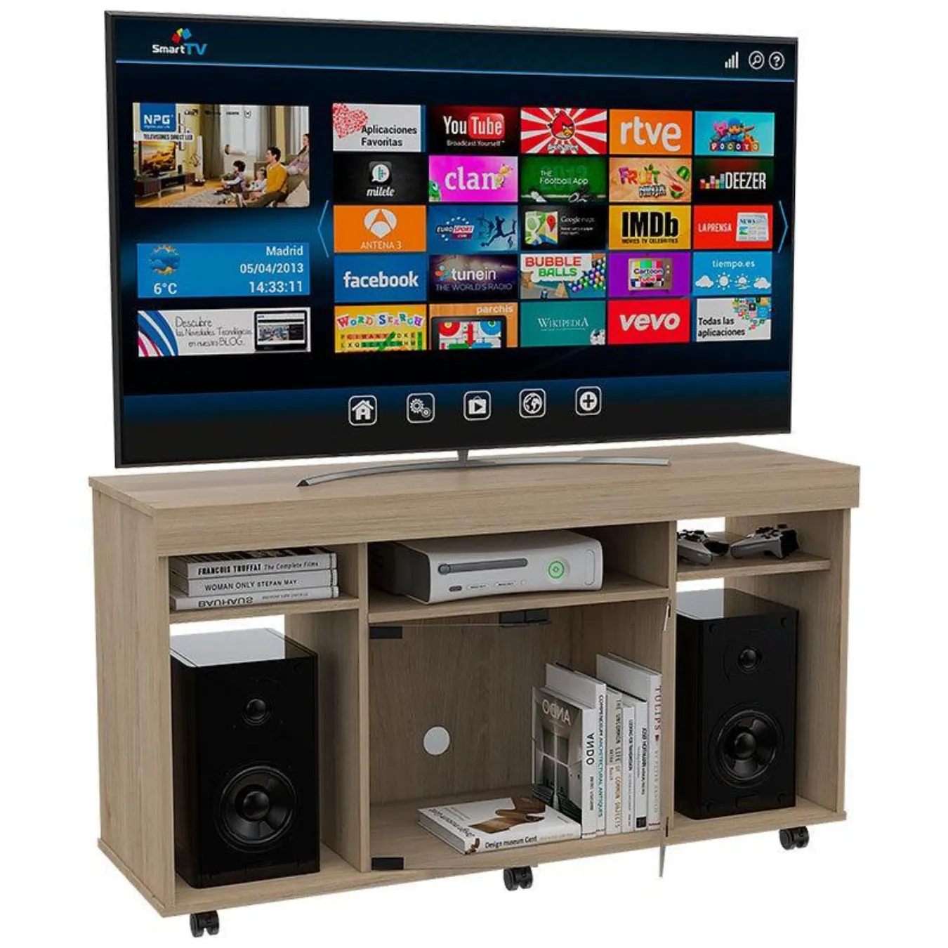 Mesa Para Tv Velmonte, Beige, Con Espacio Para Televisor De Hasta 46 Pulgadas