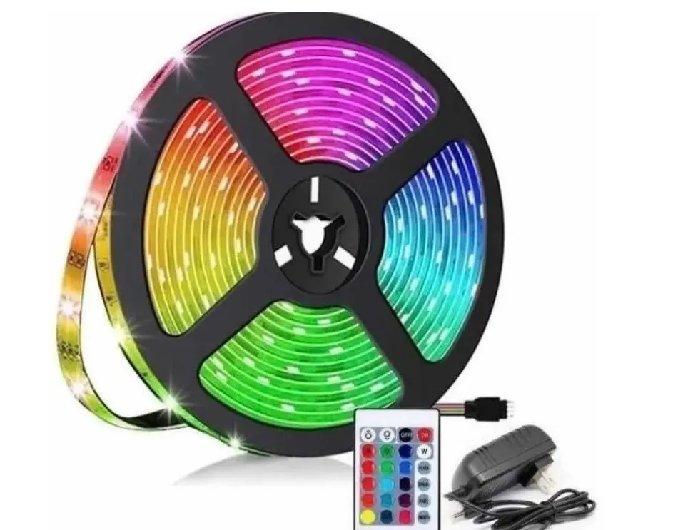 Cinta Led Rgb 5 metros  Multicolor Con Control Y Adaptador