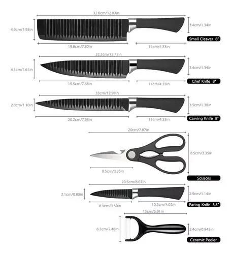 Juego De Cuchillos 7 Piezas Con Pelador De Papa