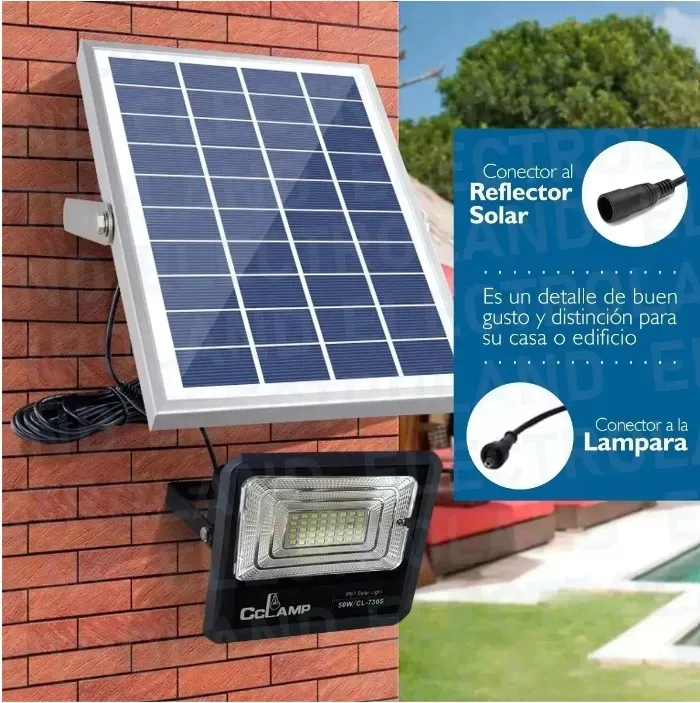 Reflector Lampara Led Panel Solar Exterior 50w Recargable