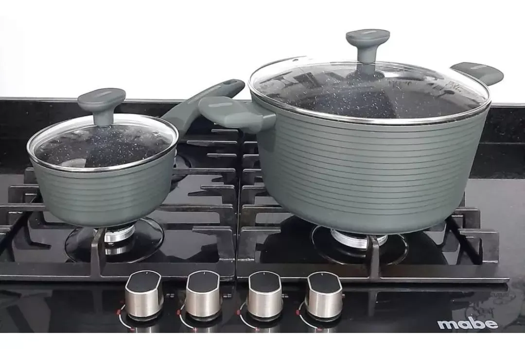 Juego De Ollas 9 Pcs En Marmol Antiadherente Wok Incluido