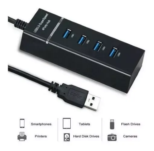 Hub Usb 3.0 De 4 Puertos De Alta Velocidad 5 Gbps Compacto