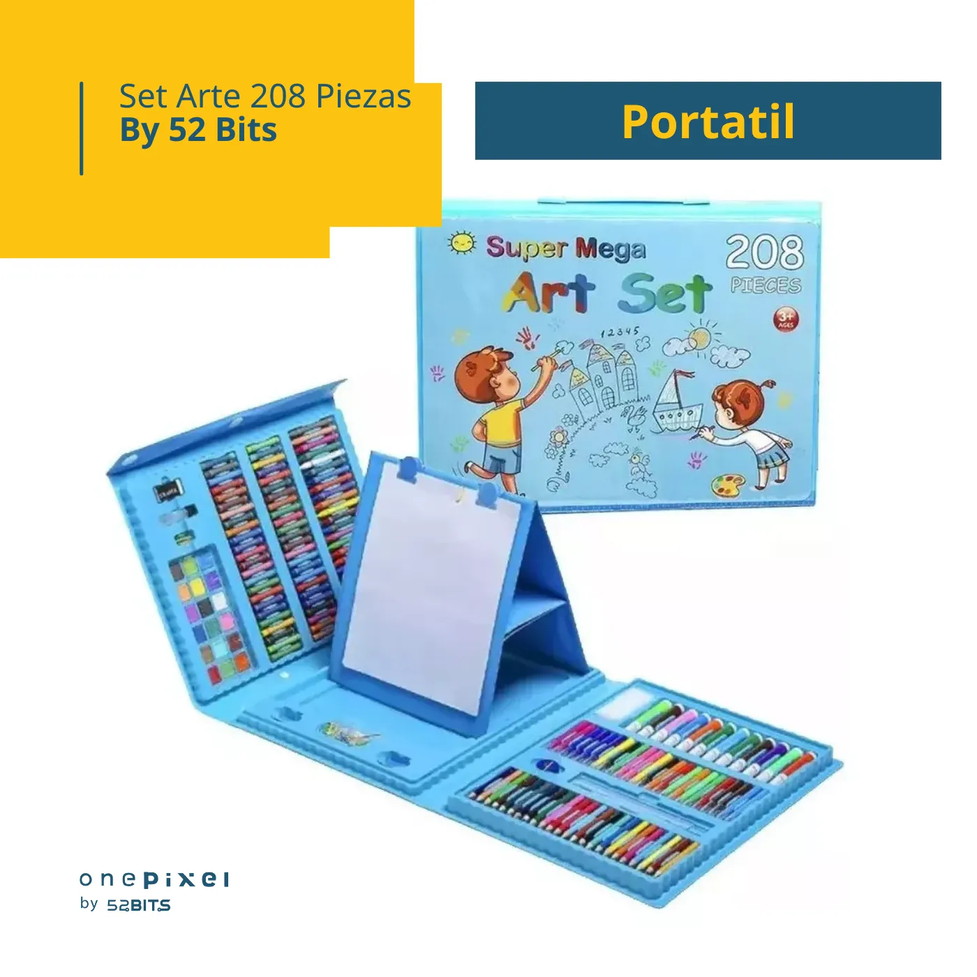 Set Arte Maleta X208 Piezas Caballete Crayon Acuarela Plumon