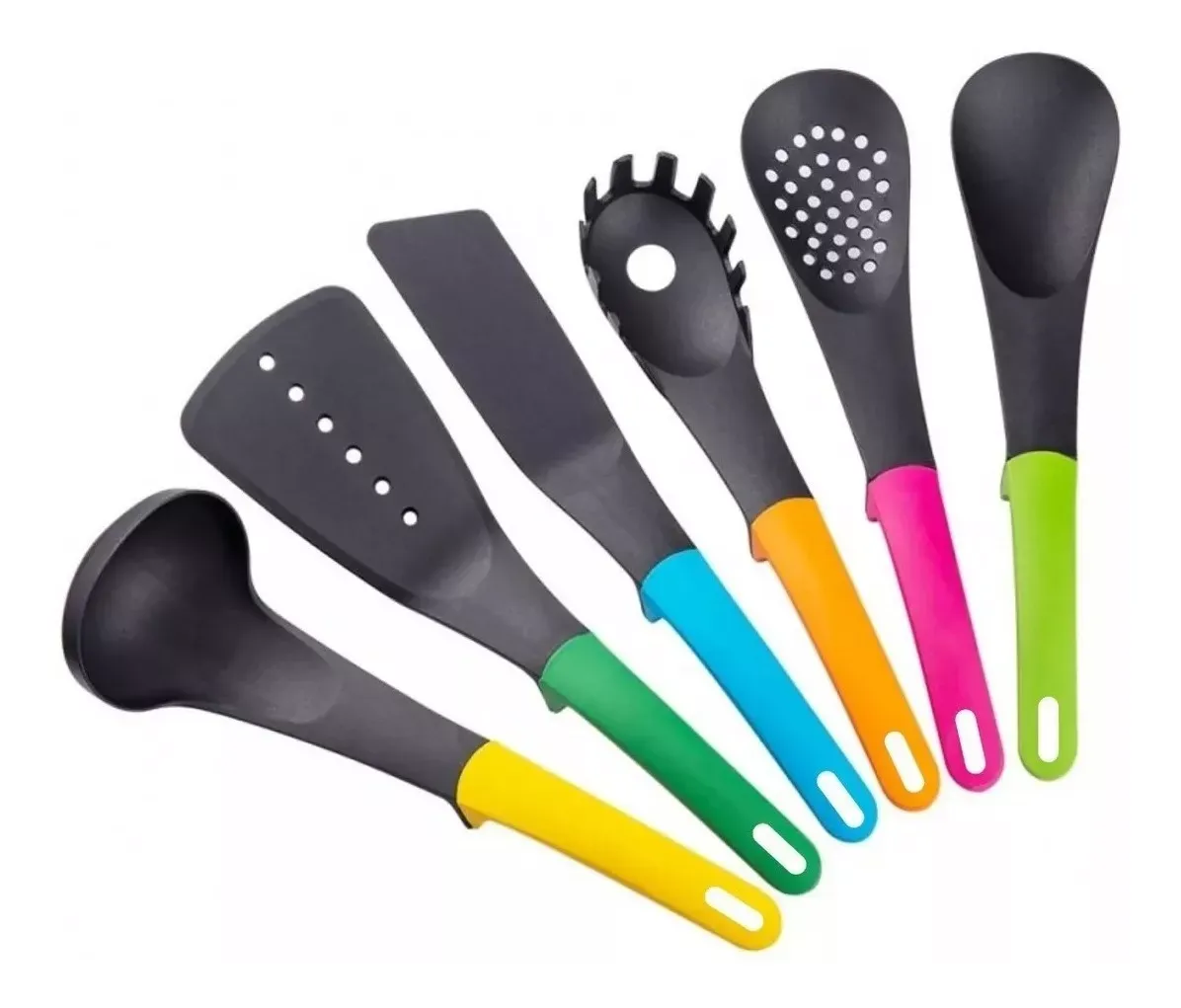 Set De Utensilios Cucharones De Cocina En Nylon 7pz Con Base