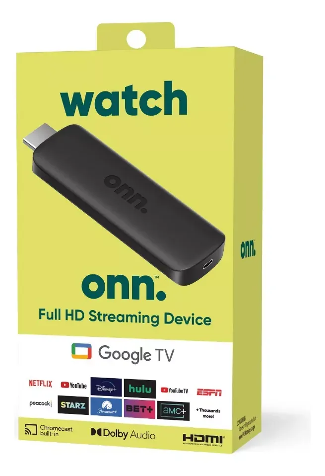 Convertidor Smart Tv Watch Onn 2k FHD Streaming Stick Con Google TV Color Negro