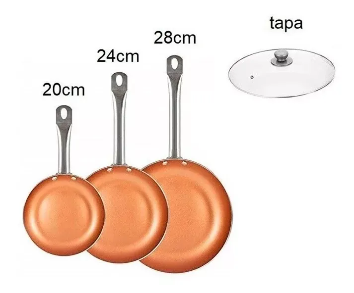 Set Sartenes Cerámica Antiadherente 5 Pz Estufa Induccion