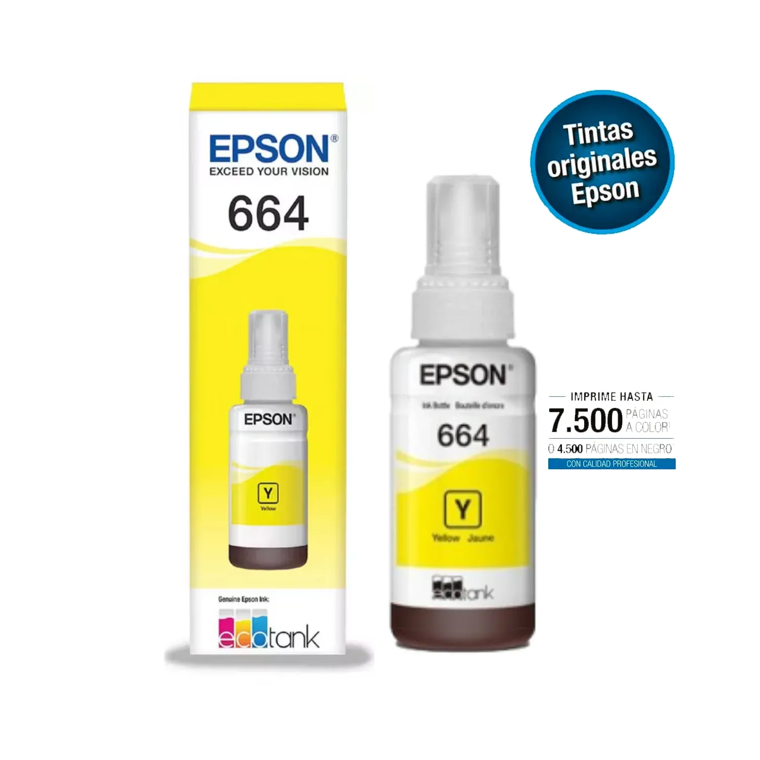 Botella de Tinta Epson T664 Yellow 70ML