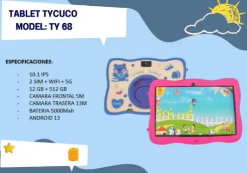 Tablet TYCUCO TY68 5G SIM 12GB 512GB  WIFI 