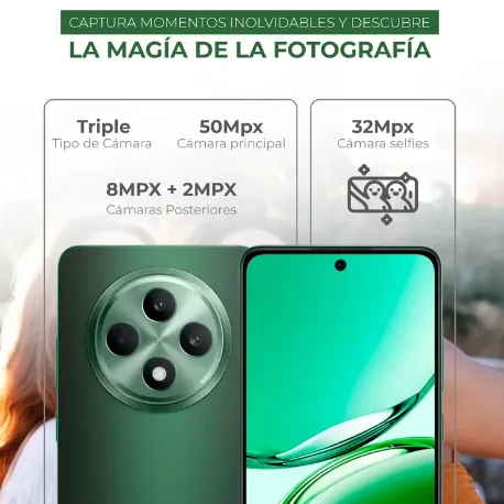 Celular OPPO Reno 12F 12GB 256GB 5G + Speaker Green