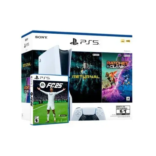 Consola PS5 Disco 1TB + 3 juegos físicos: Ratchet & Clank + Returnal + FIFA2025 + 1 control inalámbrico