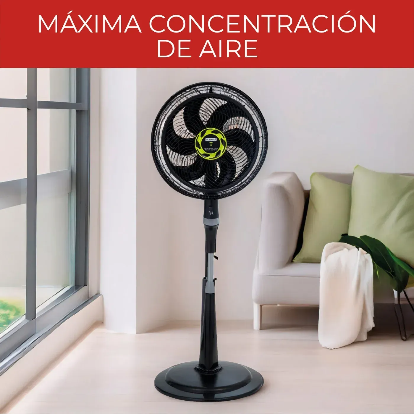 Ventilador Samurai 18" Silence Force Control Remoto Pedestal Black