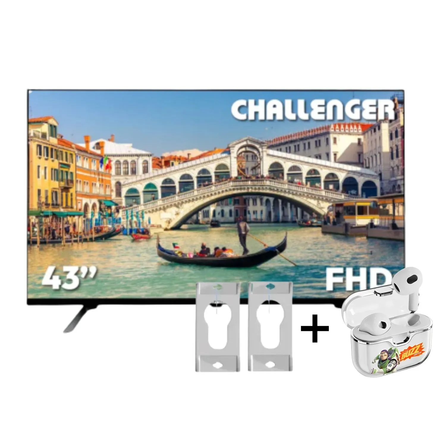 Televisor CHALLENGER 43" LED 43KG84 FHD LED Smart TV Google + Obsequio Soporte De Pared + Audífonos