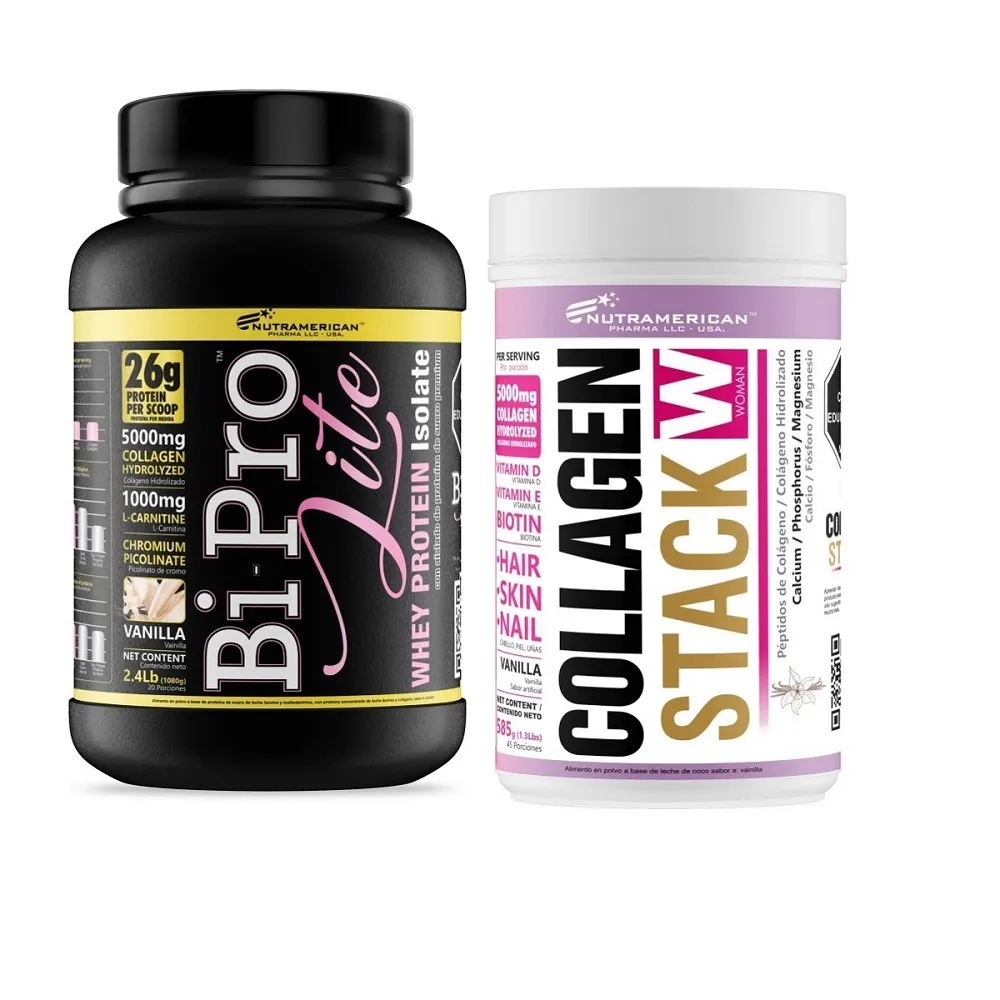 Combo proteína Bipro Lite 2.4 lb + Colágeno Collagen Stack 585 g.