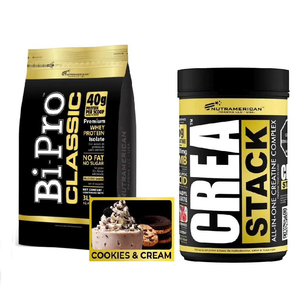 Combo Proteina Bipro Classic Cookies and Cream 3 lb + Creatina Crea Stack 1.3 LB