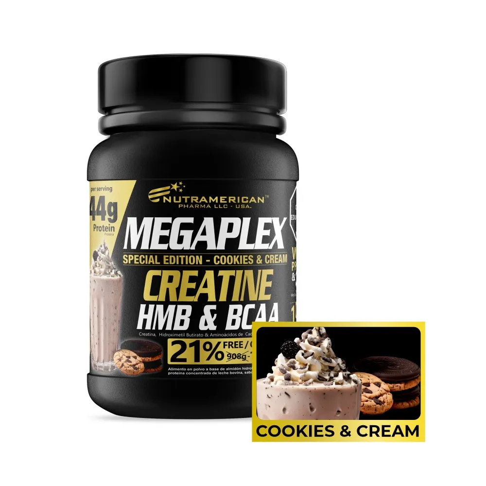 Megaplex Creatine Power 2 lb Cookies and Cream Proteina Hipercalorica + Creatina