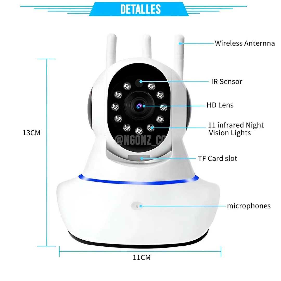 Camara De Seguridad Robotica Wifi 3 Antenas 