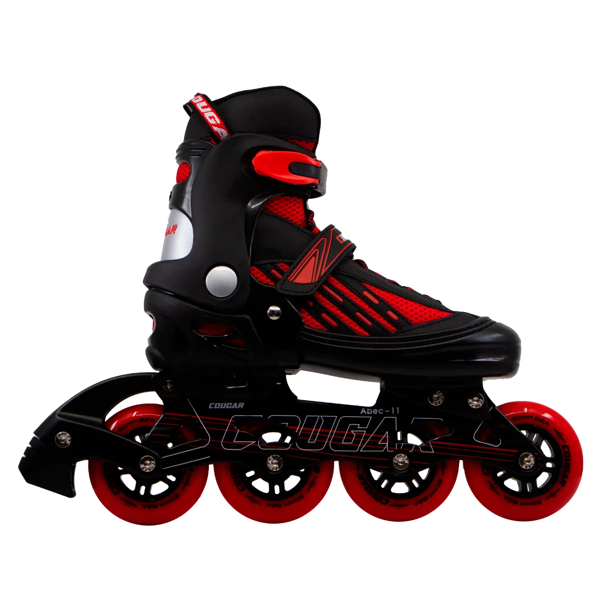 Patines Ajustables Cougar MZS833LG (Llantas 80, 84, 90) Rojo + Maleta