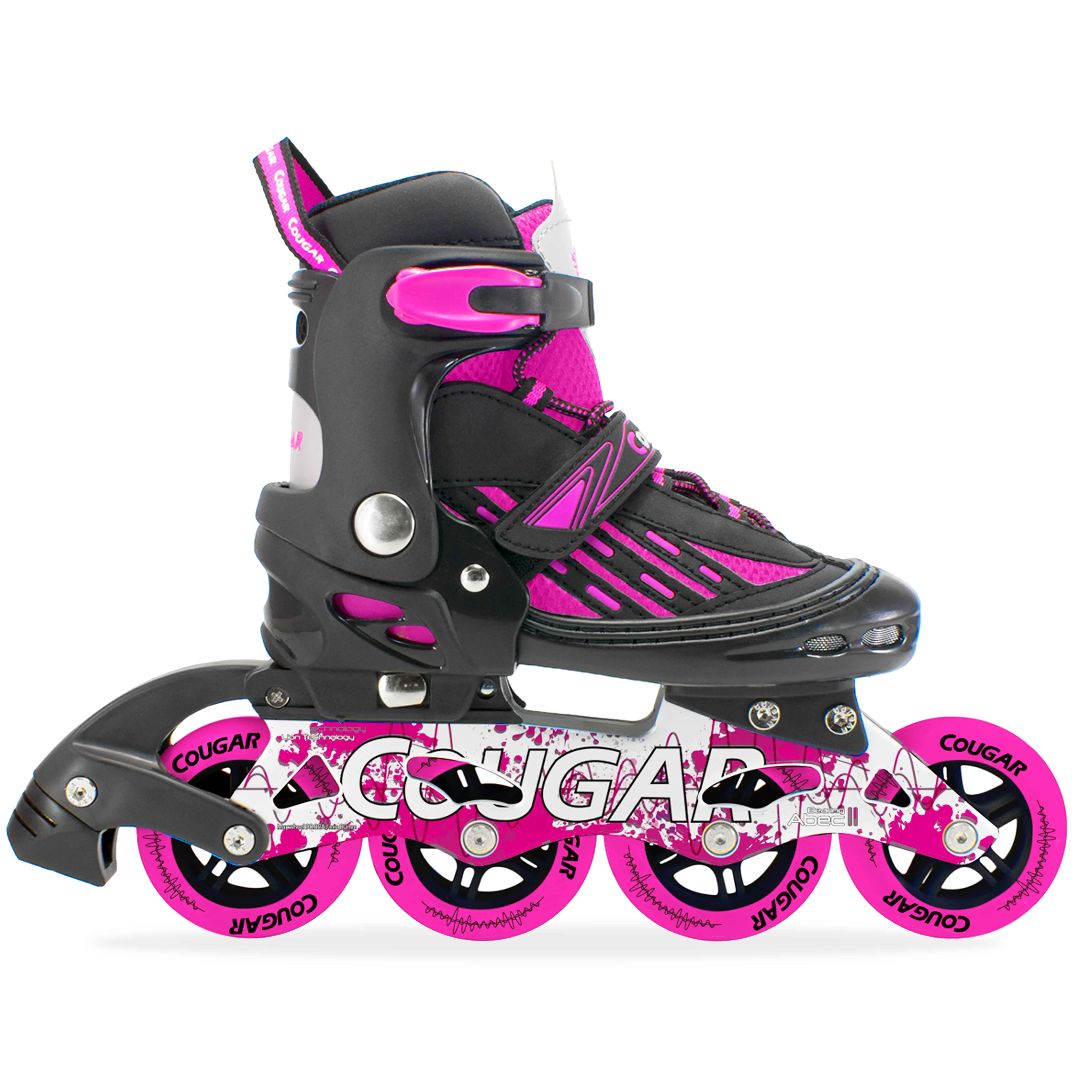 Patines Ajustables Cougar MZS833LG (Llantas 80, 84, 90) Fucsia + Maleta