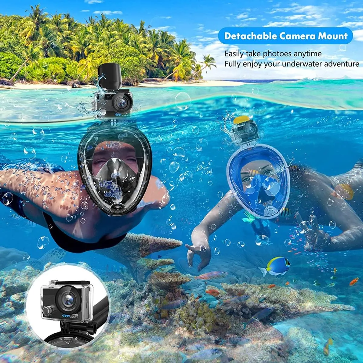 Máscara De Buceo Snorkel Cara Completa Panorámica Anti Empañante 