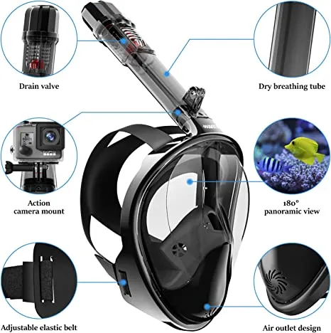 Máscara De Buceo Snorkel Cara Completa Panorámica Anti Empañante 