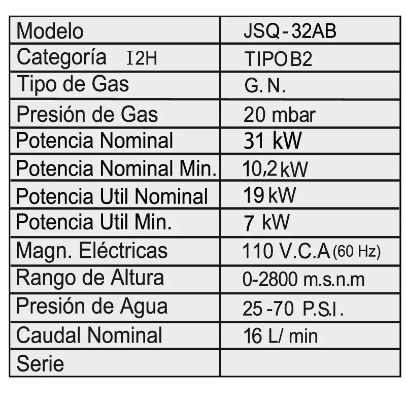 Calentador de 16 Litros Tiro Forzado para Jacuzzi Automodulante Gas Natural