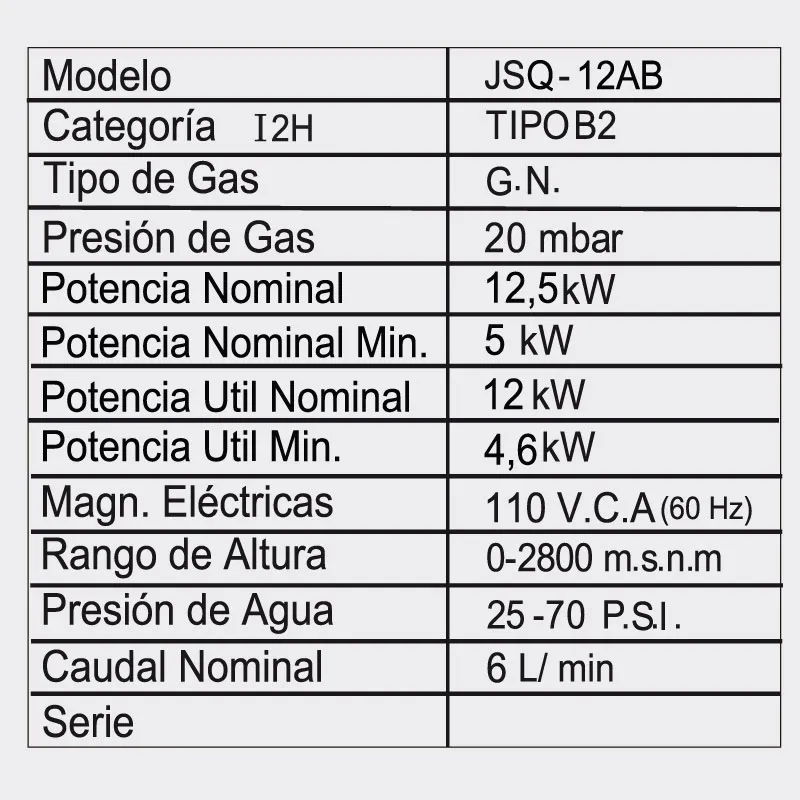 Calentador Clasic 6 Litros Tiro Forzado Automodulante Gas Natural